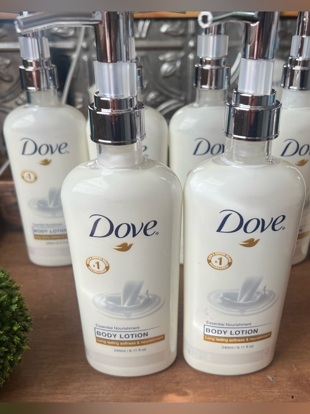 Dove Essential Nourishment Body Lotion 2-Pack 8.11 oz Pump Bottles Dry Skin New
